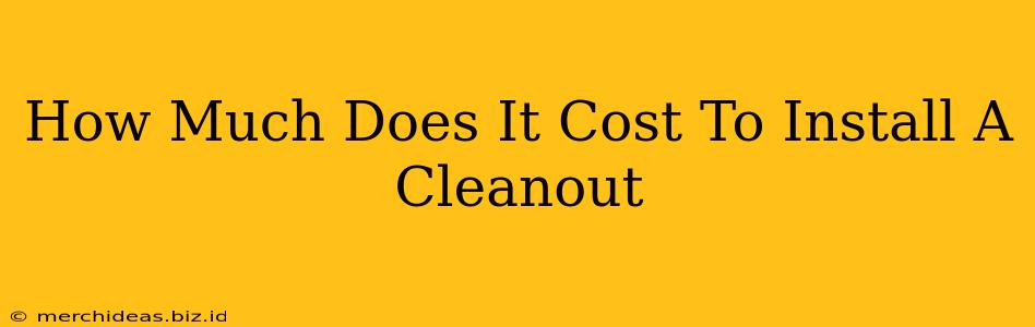 How Much Does It Cost To Install A Cleanout