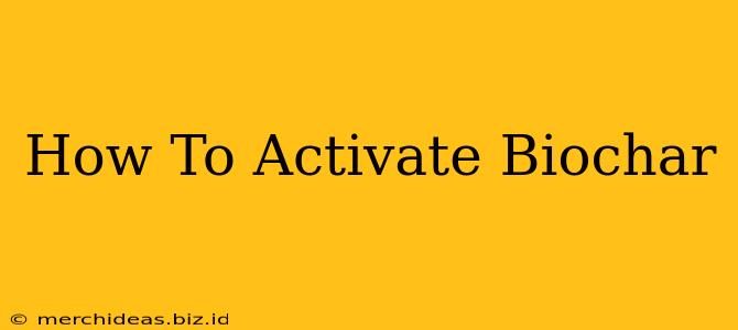 How To Activate Biochar