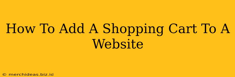 How To Add A Shopping Cart To A Website