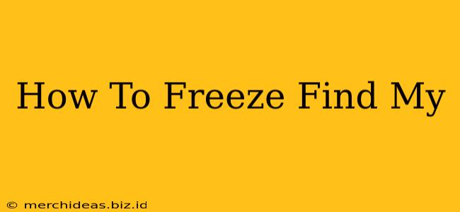 How To Freeze Find My