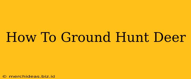 How To Ground Hunt Deer