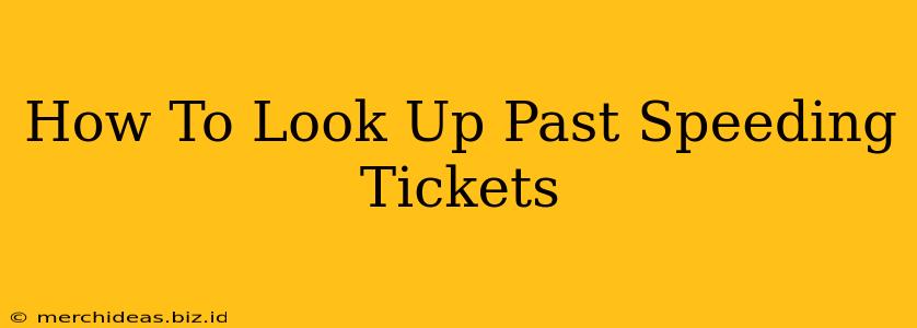 How To Look Up Past Speeding Tickets