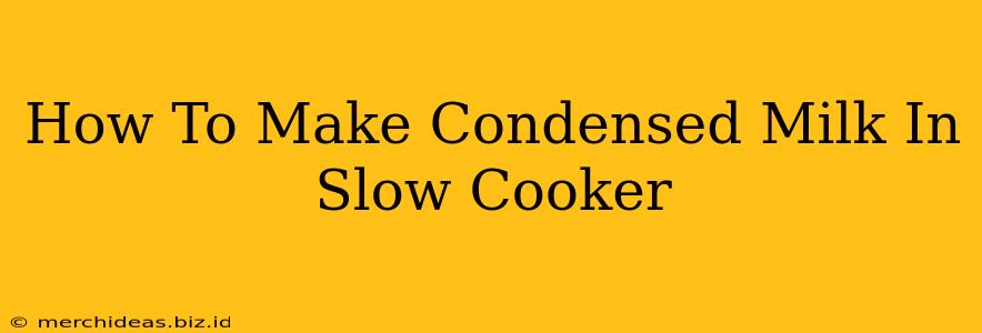 How To Make Condensed Milk In Slow Cooker