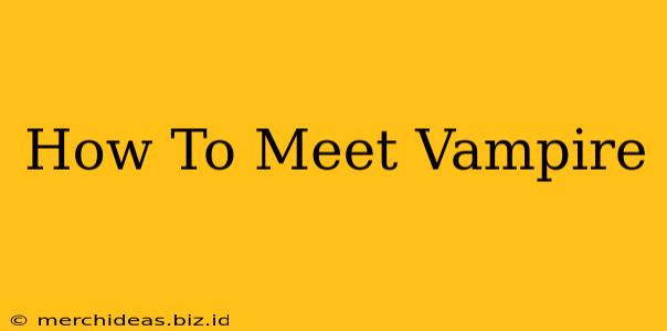 How To Meet Vampire