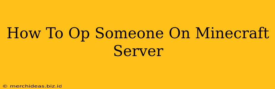 How To Op Someone On Minecraft Server