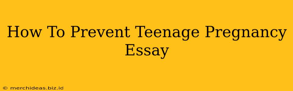 How To Prevent Teenage Pregnancy Essay