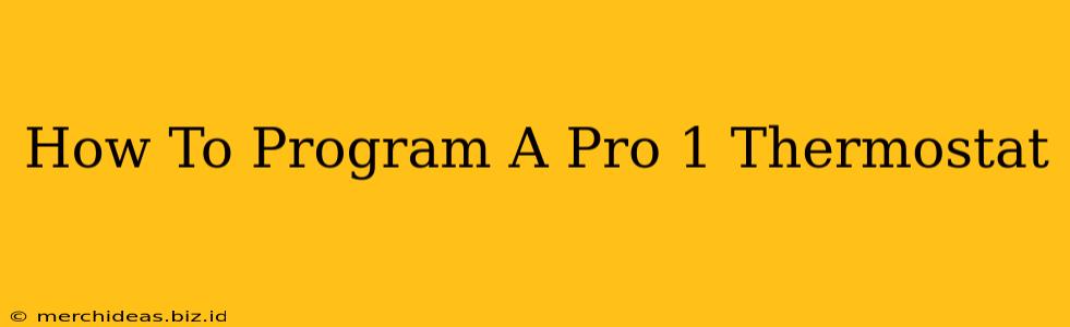 How To Program A Pro 1 Thermostat