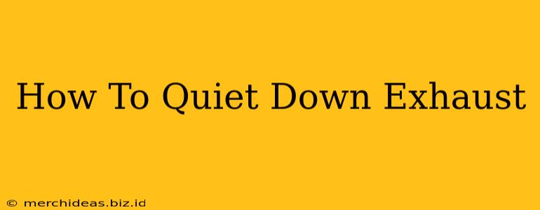 How To Quiet Down Exhaust