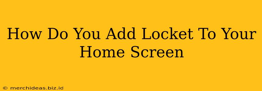 How Do You Add Locket To Your Home Screen