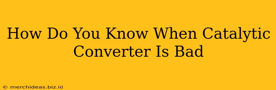 How Do You Know When Catalytic Converter Is Bad