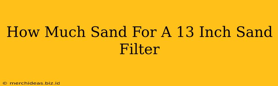 How Much Sand For A 13 Inch Sand Filter