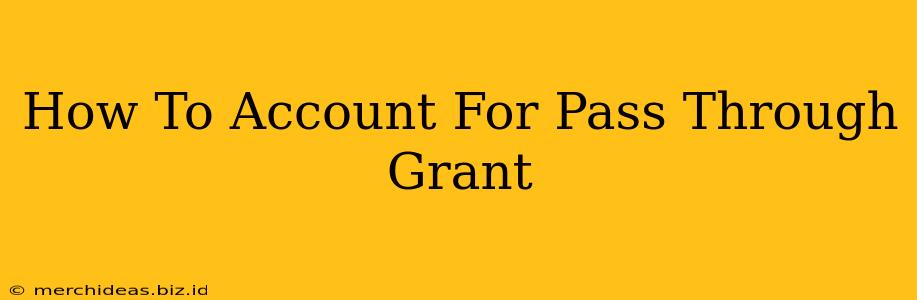 How To Account For Pass Through Grant