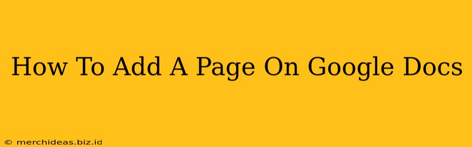 How To Add A Page On Google Docs