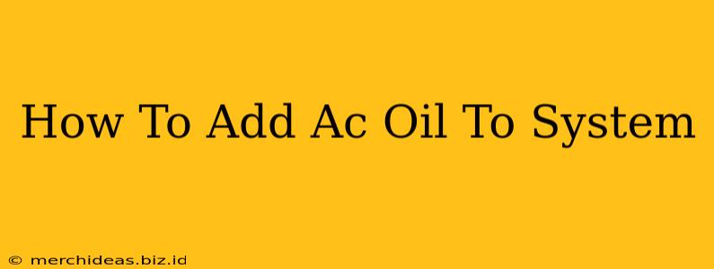 How To Add Ac Oil To System