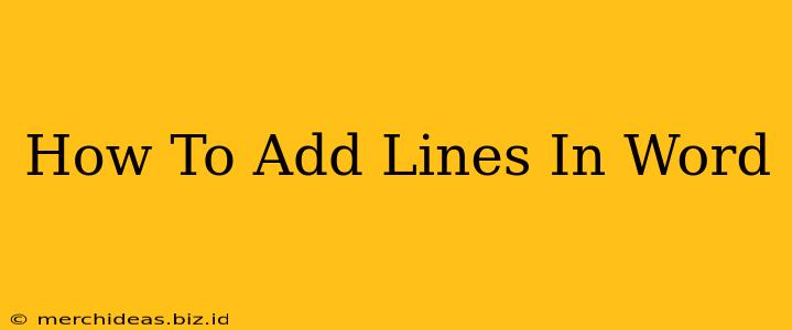 How To Add Lines In Word