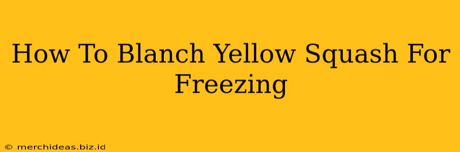 How To Blanch Yellow Squash For Freezing