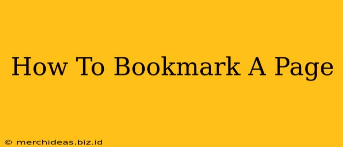 How To Bookmark A Page