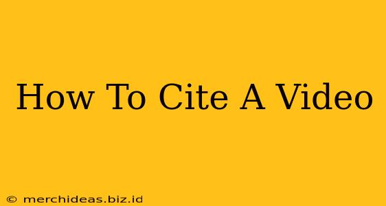 How To Cite A Video