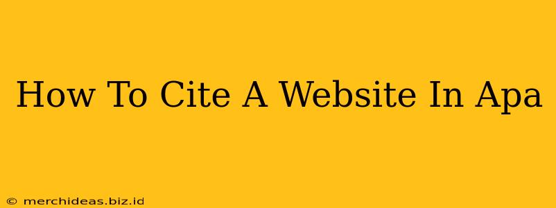 How To Cite A Website In Apa