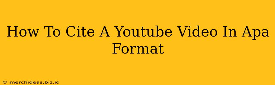 How To Cite A Youtube Video In Apa Format