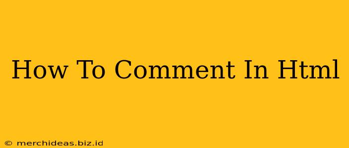 How To Comment In Html