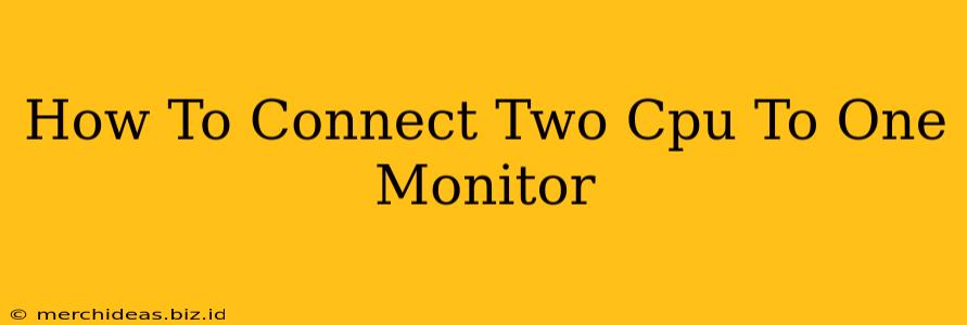 How To Connect Two Cpu To One Monitor