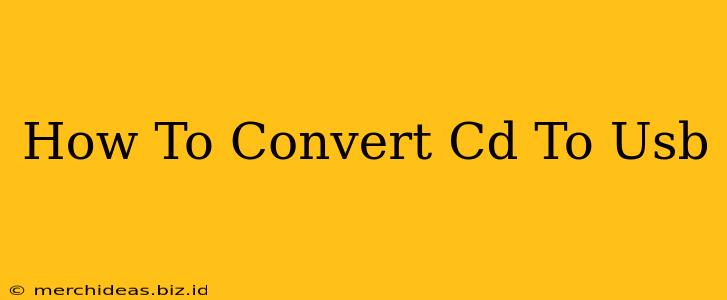 How To Convert Cd To Usb