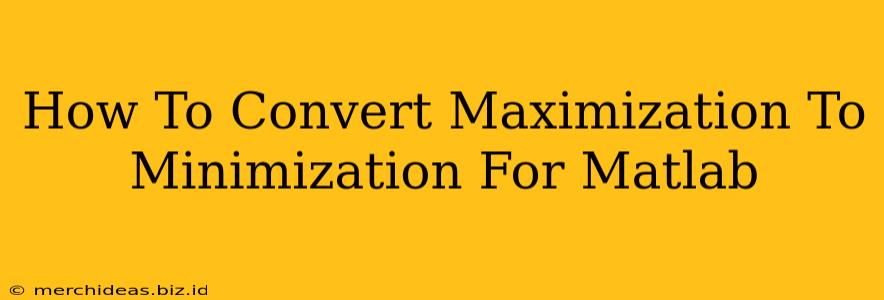 How To Convert Maximization To Minimization For Matlab