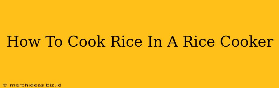 How To Cook Rice In A Rice Cooker