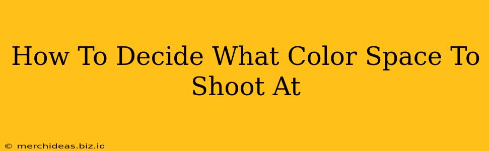 How To Decide What Color Space To Shoot At