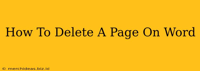 How To Delete A Page On Word