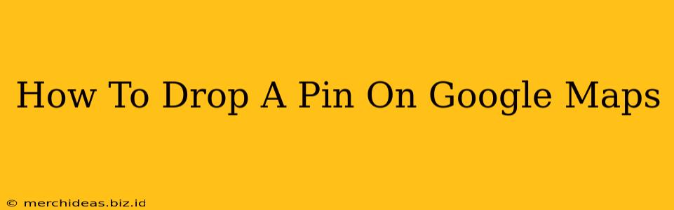 How To Drop A Pin On Google Maps