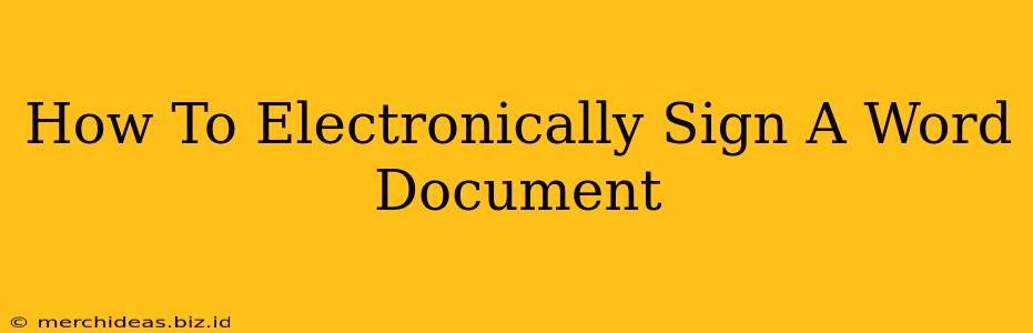 How To Electronically Sign A Word Document