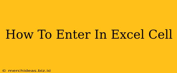 How To Enter In Excel Cell