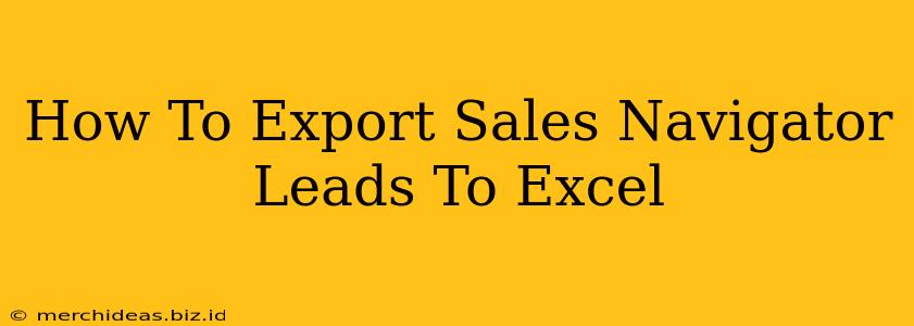 How To Export Sales Navigator Leads To Excel