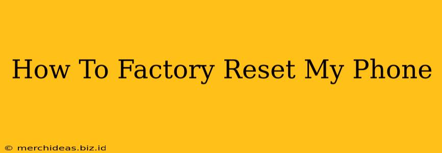 How To Factory Reset My Phone