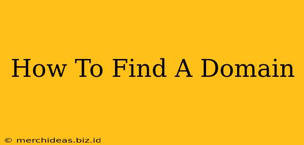 How To Find A Domain