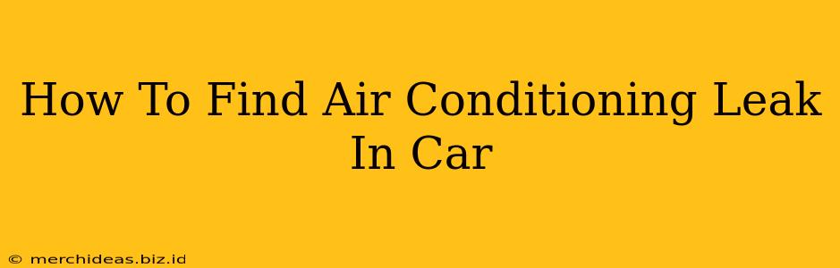 How To Find Air Conditioning Leak In Car