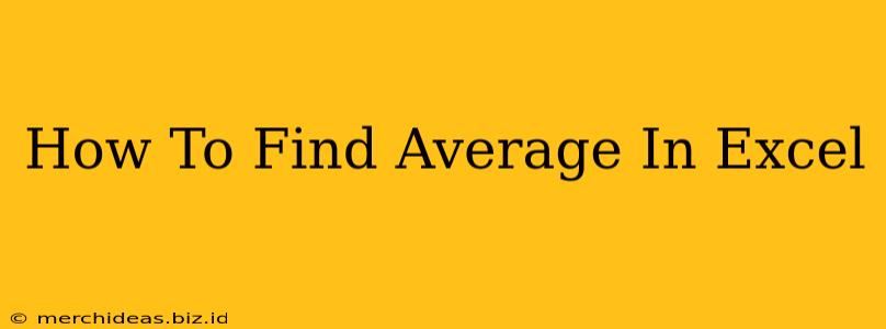 How To Find Average In Excel