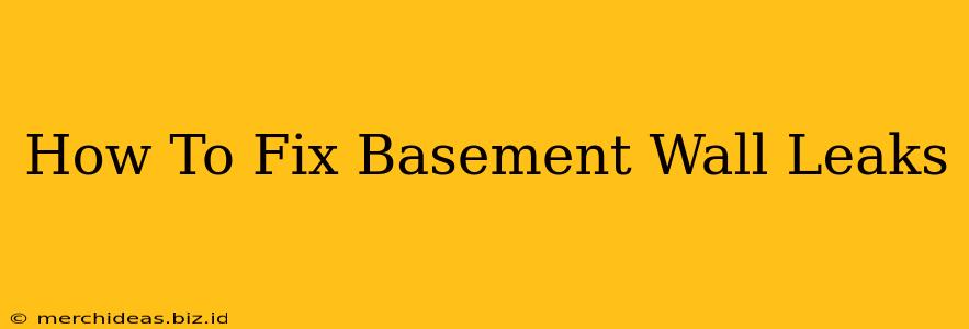 How To Fix Basement Wall Leaks