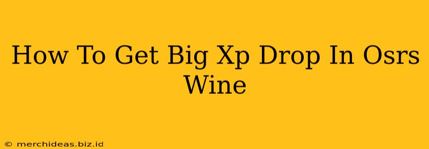 How To Get Big Xp Drop In Osrs Wine