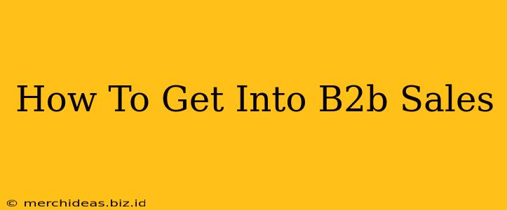 How To Get Into B2b Sales