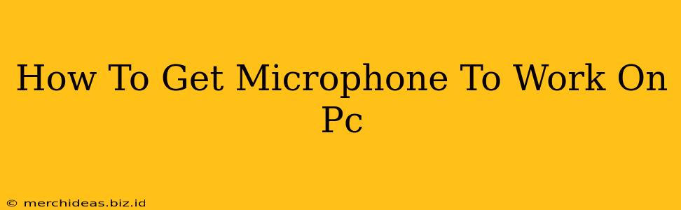How To Get Microphone To Work On Pc