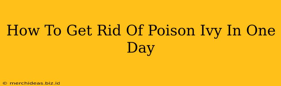 How To Get Rid Of Poison Ivy In One Day