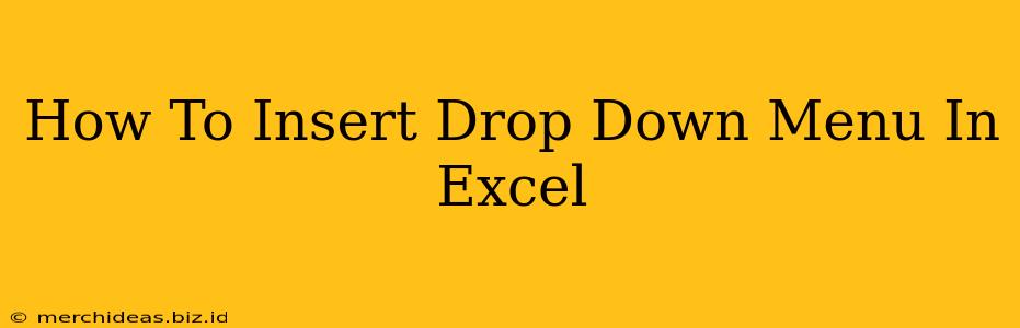 How To Insert Drop Down Menu In Excel