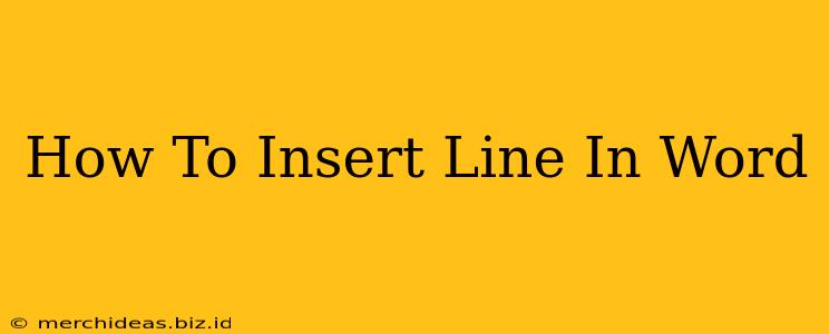 How To Insert Line In Word