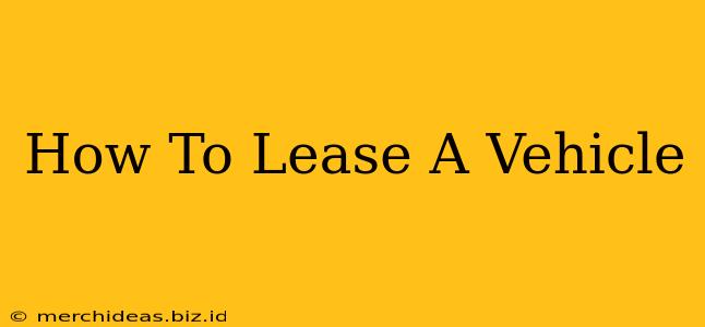 How To Lease A Vehicle