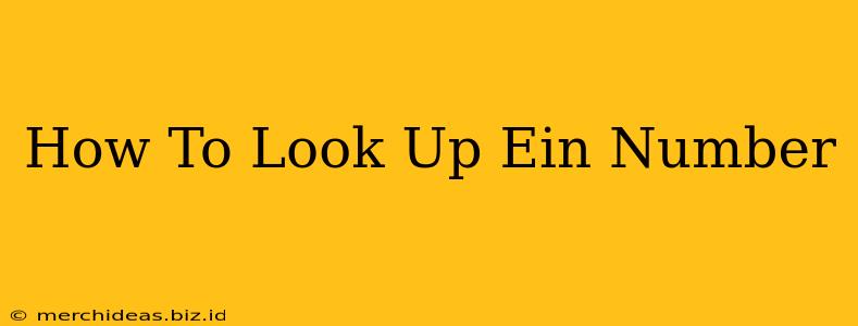 How To Look Up Ein Number