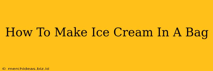 How To Make Ice Cream In A Bag