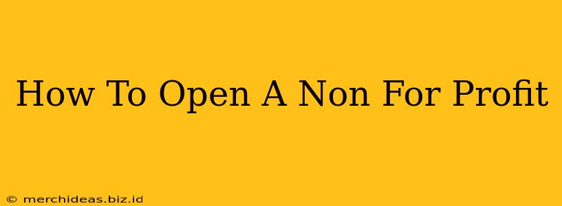 How To Open A Non For Profit